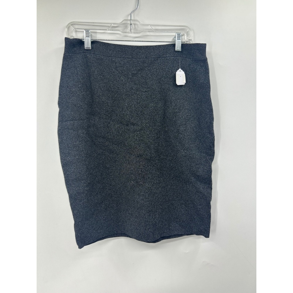 Eileen Fisher Charcoal Gray Tencel Merino Wool Knit Pencil Stretch Skirt Medium